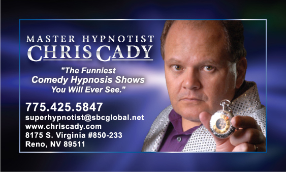 hypnotist chris cady  business card hypnosis watch